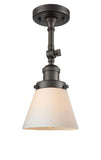 201F-OB-G61 1-Light 6.25" Oil Rubbed Bronze Semi-Flush Mount - Matte White Cased Small Cone Glass - LED Bulb - Dimmensions: 6.25 x 6.25 x 13.5 - Sloped Ceiling Compatible: Yes