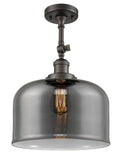 1-Light 12" Oil Rubbed Bronze Semi-Flush Mount - Plated Smoke X-Large Bell Glass LED
