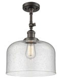 1-Light 12" Polished Chrome Semi-Flush Mount - Seedy X-Large Bell Glass LED