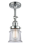 201F-PC-G182S 1-Light 6" Polished Chrome Semi-Flush Mount - Clear Small Canton Glass - LED Bulb - Dimmensions: 6 x 6 x 13.5 - Sloped Ceiling Compatible: Yes
