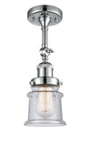 201F-PC-G184S 1-Light 6" Polished Chrome Semi-Flush Mount - Seedy Small Canton Glass - LED Bulb - Dimmensions: 6 x 6 x 13.5 - Sloped Ceiling Compatible: Yes