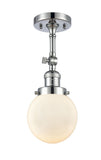 1-Light 6" Polished Nickel Semi-Flush Mount - Matte White Cased Beacon Glass LED