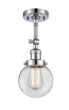1-Light 6" Matte Black Semi-Flush Mount - Clear Beacon Glass LED