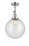 201F-PC-G204-12 1-Light 12" Polished Chrome Semi-Flush Mount - Seedy Beacon Glass - LED Bulb - Dimmensions: 12 x 12 x 18 - Sloped Ceiling Compatible: Yes
