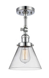 201F-PC-G42 1-Light 7.75" Polished Chrome Semi-Flush Mount - Clear Large Cone Glass - LED Bulb - Dimmensions: 7.75 x 7.75 x 14.5 - Sloped Ceiling Compatible: Yes