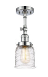 201F-PC-G513 1-Light 5" Polished Chrome Semi-Flush Mount - Clear Deco Swirl Small Bell Glass - LED Bulb - Dimmensions: 5 x 5 x 13.5 - Sloped Ceiling Compatible: Yes