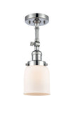 201F-PC-G51 1-Light 5" Polished Chrome Semi-Flush Mount - Matte White Cased Small Bell Glass - LED Bulb - Dimmensions: 5 x 5 x 13.5 - Sloped Ceiling Compatible: Yes
