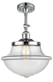 201F-PC-G542 1-Light 11.75" Polished Chrome Semi-Flush Mount - Clear Large Oxford Glass - LED Bulb - Dimmensions: 11.75 x 11.75 x 15.5 - Sloped Ceiling Compatible: Yes