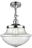 201F-PC-G544 1-Light 11.75" Polished Chrome Semi-Flush Mount - Seedy Large Oxford Glass - LED Bulb - Dimmensions: 11.75 x 11.75 x 15.5 - Sloped Ceiling Compatible: Yes