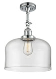 1-Light 12" Oil Rubbed Bronze Semi-Flush Mount - Clear X-Large Bell Glass LED