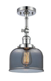 201F-PC-G73 1-Light 8" Polished Chrome Semi-Flush Mount - Plated Smoke Large Bell Glass - LED Bulb - Dimmensions: 8 x 8 x 13.875 - Sloped Ceiling Compatible: Yes