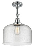 1-Light 12" Polished Chrome Semi-Flush Mount - Seedy X-Large Bell Glass LED