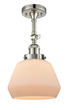 201F-PN-G171 1-Light 7" Polished Nickel Semi-Flush Mount - Matte White Cased Fulton Glass - LED Bulb - Dimmensions: 7 x 7 x 12.5 - Sloped Ceiling Compatible: Yes