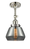 201F-PN-G173 1-Light 7" Polished Nickel Semi-Flush Mount - Plated Smoke Fulton Glass - LED Bulb - Dimmensions: 7 x 7 x 12.5 - Sloped Ceiling Compatible: Yes