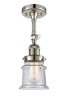 201F-PN-G184S 1-Light 6" Polished Nickel Semi-Flush Mount - Seedy Small Canton Glass - LED Bulb - Dimmensions: 6 x 6 x 13.5 - Sloped Ceiling Compatible: Yes