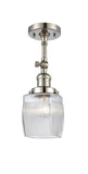 1-Light 5.5" Matte Black Semi-Flush Mount - Thick Clear Halophane Colton Glass LED