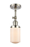 201F-PN-G311 1-Light 4.5" Polished Nickel Semi-Flush Mount - Matte White Cased Dover Glass - LED Bulb - Dimmensions: 4.5 x 4.5 x 13.25 - Sloped Ceiling Compatible: Yes