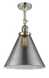 1-Light 12" Antique Copper Semi-Flush Mount - Plated Smoke Cone 12" Glass LED