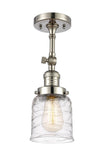 201F-PN-G513 1-Light 5" Polished Nickel Semi-Flush Mount - Clear Deco Swirl Small Bell Glass - LED Bulb - Dimmensions: 5 x 5 x 13.5 - Sloped Ceiling Compatible: Yes