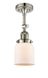 201F-PN-G51 1-Light 5" Polished Nickel Semi-Flush Mount - Matte White Cased Small Bell Glass - LED Bulb - Dimmensions: 5 x 5 x 13.5 - Sloped Ceiling Compatible: Yes