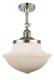 201F-PN-G541 1-Light 11.75" Polished Nickel Semi-Flush Mount - Matte White Cased Large Oxford Glass - LED Bulb - Dimmensions: 11.75 x 11.75 x 15.5 - Sloped Ceiling Compatible: Yes
