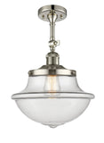 201F-PN-G542 1-Light 11.75" Polished Nickel Semi-Flush Mount - Clear Large Oxford Glass - LED Bulb - Dimmensions: 11.75 x 11.75 x 15.5 - Sloped Ceiling Compatible: Yes