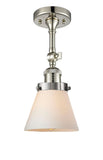 201F-PN-G61 1-Light 6.25" Polished Nickel Semi-Flush Mount - Matte White Cased Small Cone Glass - LED Bulb - Dimmensions: 6.25 x 6.25 x 13.5 - Sloped Ceiling Compatible: Yes