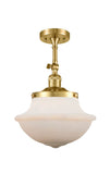 201F-SG-G541 1-Light 11.75" Satin Gold Semi-Flush Mount - Matte White Cased Large Oxford Glass - LED Bulb - Dimmensions: 11.75 x 11.75 x 15.5 - Sloped Ceiling Compatible: Yes