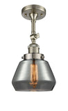 201F-SN-G173 1-Light 7" Brushed Satin Nickel Semi-Flush Mount - Plated Smoke Fulton Glass - LED Bulb - Dimmensions: 7 x 7 x 12.5 - Sloped Ceiling Compatible: Yes