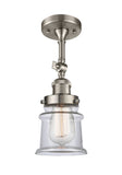 201F-SN-G182S 1-Light 6" Brushed Satin Nickel Semi-Flush Mount - Clear Small Canton Glass - LED Bulb - Dimmensions: 6 x 6 x 13.5 - Sloped Ceiling Compatible: Yes