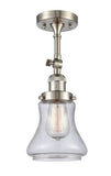 201F-SN-G194 1-Light 6.25" Brushed Satin Nickel Semi-Flush Mount - Seedy Bellmont Glass - LED Bulb - Dimmensions: 6.25 x 6.25 x 13.5 - Sloped Ceiling Compatible: Yes