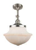 201F-SN-G541 1-Light 11.75" Brushed Satin Nickel Semi-Flush Mount - Matte White Cased Large Oxford Glass - LED Bulb - Dimmensions: 11.75 x 11.75 x 15.5 - Sloped Ceiling Compatible: Yes