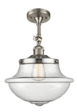 201F-SN-G544 1-Light 11.75" Brushed Satin Nickel Semi-Flush Mount - Seedy Large Oxford Glass - LED Bulb - Dimmensions: 11.75 x 11.75 x 15.5 - Sloped Ceiling Compatible: Yes