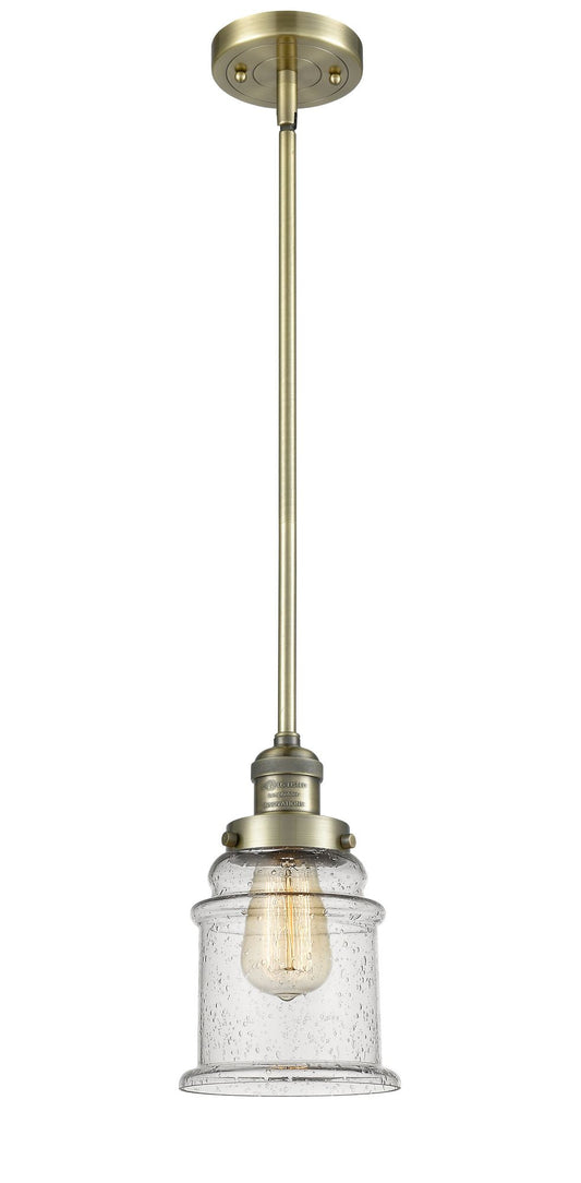 Stem Hung 6.5" Canton Mini Pendant - Bell-Urn Seedy Glass - Choice of Finish And Incandesent Or LED Bulbs