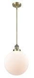 Stem Hung 12" Beacon Pendant - Globe-Orb Matte White Glass - Choice of Finish And Incandesent Or LED Bulbs