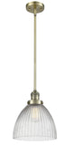 Stem Hung 9.5" Seneca Falls Mini Pendant - Dome Clear Halophane Glass - Choice of Finish And Incandesent Or LED Bulbs