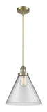 201S-BB-G42-L-LED Stem Hung 12" Cone Brushed Brass Mini Pendant LED
