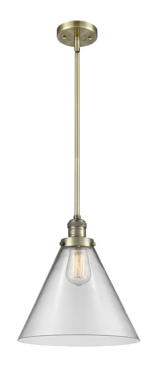 Innovations Lighting 201S-AB-G42-L Antique Brass X-Large Cone 1-Light Pendant - Clear X-Large Cone Glass - 60 Watt Vintage Bulb Included