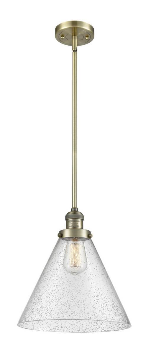 Innovations Lighting 201S-AB-G44-L Antique Brass X-Large Cone 1-Light Pendant - Seedy X-Large Cone Glass - 60 Watt Vintage Bulb Included