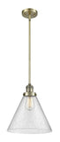 201S-BB-G44-L-LED 12" Stem Hung Brushed Brass LED Mini Pendant LED