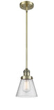 Stem Hung 6" Brushed Satin Nickel Mini Pendant - Seedy Small Cone Glass LED