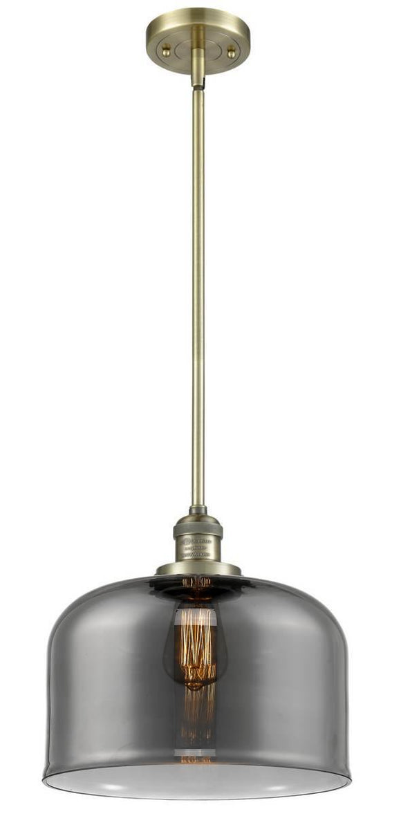 Innovations Lighting 201S-AB-G73-L Antique Brass X-Large Bell 1-Light Pendant - Plated Smoke X-Large Bell Glass - 60 Watt Vintage Bulb Included
