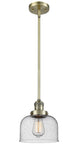 Stem Hung 8" Brushed Satin Nickel Mini Pendant - Seedy Large Bell Glass LED