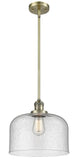 Stem Hung 12" Polished Chrome Mini Pendant - Seedy X-Large Bell Glass LED