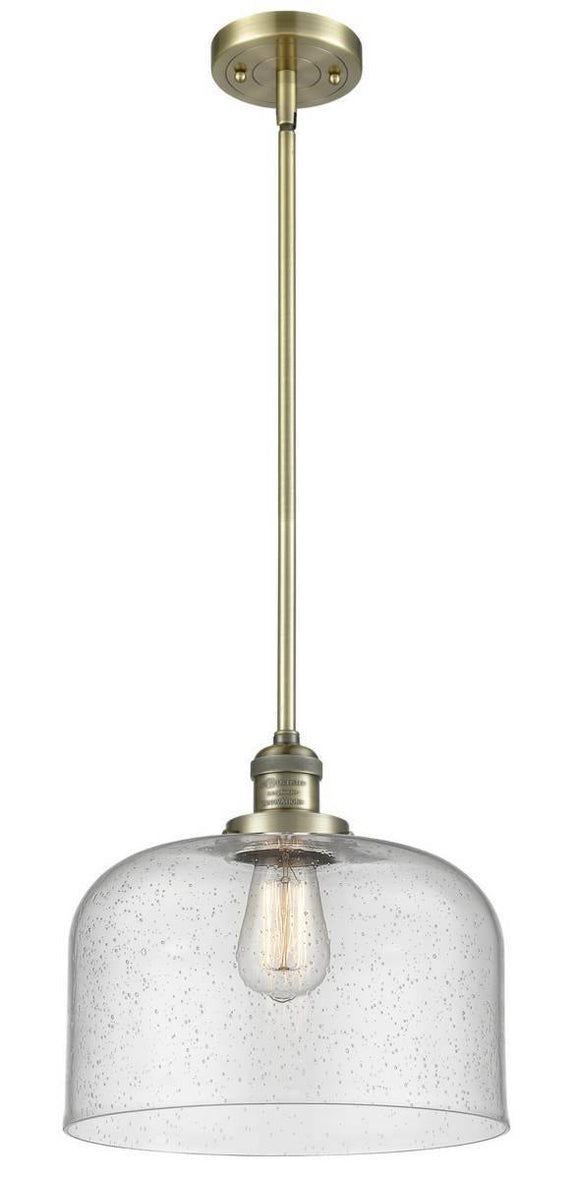 Innovations Lighting 201S-AB-G74-L Antique Brass X-Large Bell 1-Light Pendant - Seedy X-Large Bell Glass - 60 Watt Vintage Bulb Included