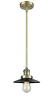 Stem Hung 8" Matte Black Mini Pendant - Matte Black Railroad Shade LED