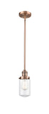 Stem Hung 4.5" Brushed Satin Nickel Mini Pendant - Clear Dover Glass LED