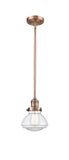 Stem Hung 6.75" Brushed Satin Nickel Mini Pendant - Clear Olean Glass LED