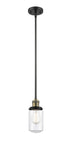 201S-BAB-G312 Stem Hung 4.5" Black Antique Brass Mini Pendant - Clear Dover Glass - LED Bulb - Dimmensions: 4.5 x 4.5 x 10.25<br>Minimum Height : 18.25<br>Maximum Height : 42.25 - Sloped Ceiling Compatible: Yes