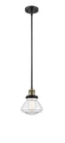 Stem Hung 6.75" Brushed Satin Nickel Mini Pendant - Clear Olean Glass LED